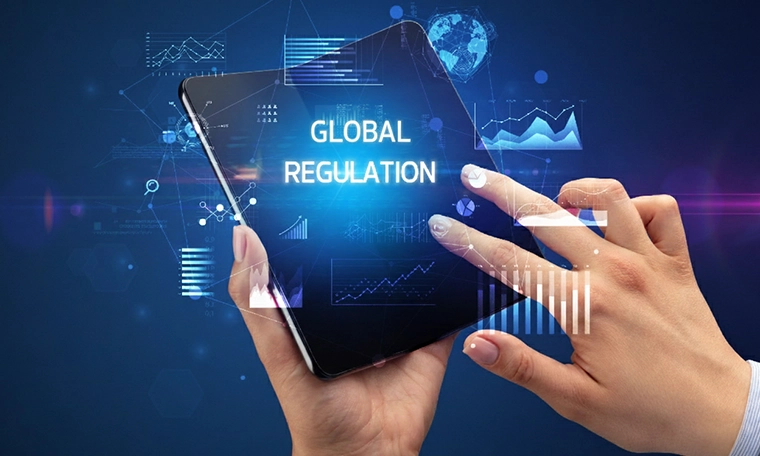 Businessman holding a foldable smartphone, business concept.