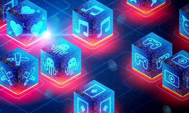 NFT Marketplace and Decentralized Exchange Concept.